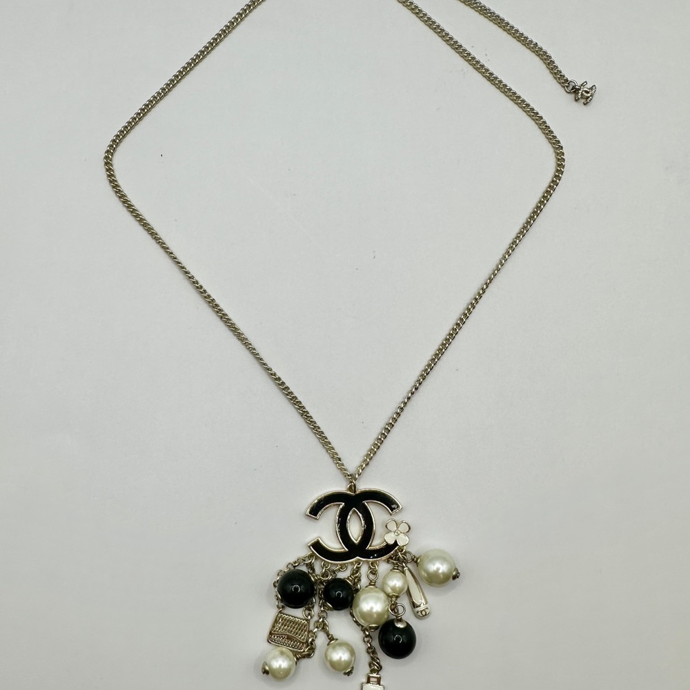CHANEL Black and White Charm Necklace
